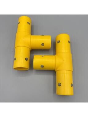 Lot of 2 Playskool Pipeworks Yellow T Connectors Replacement Parts Pieces